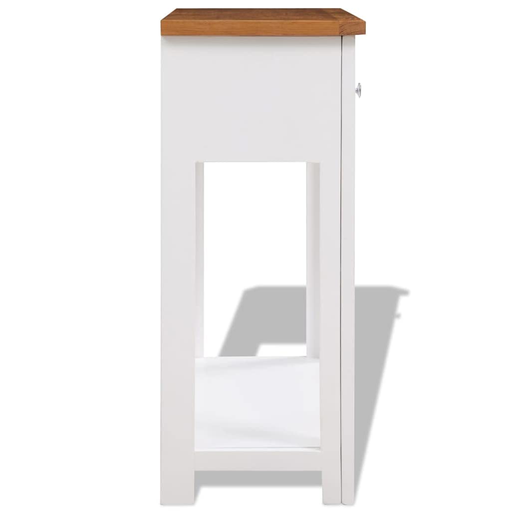Solid Oak and Acacia Wood Console Table with 2 Drawers and Shelf M9470