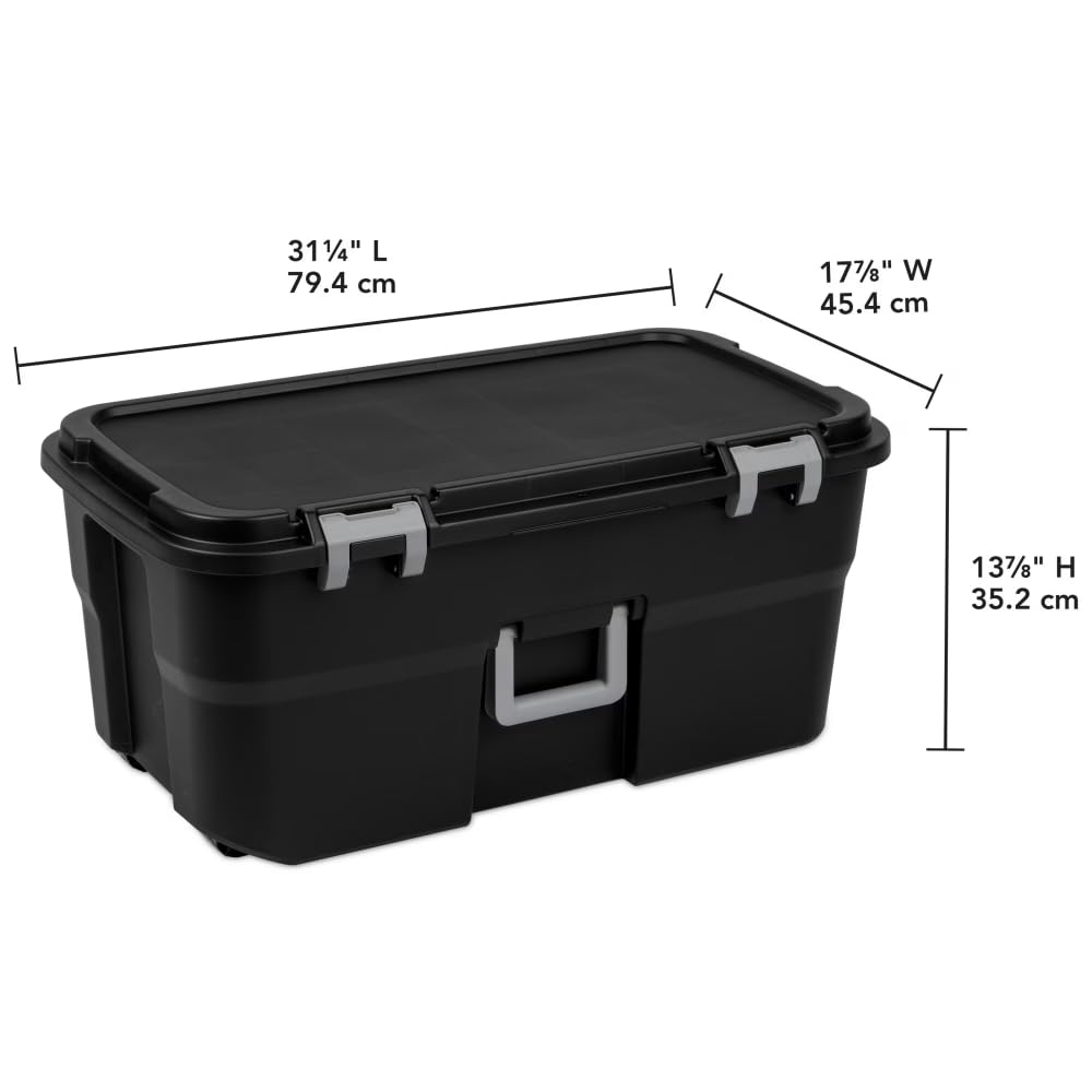 Black 22 Gallon Wheeled Plastic Storage Trunk W22808