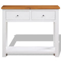 Solid Oak and Acacia Wood Console Table with 2 Drawers and Shelf M9470