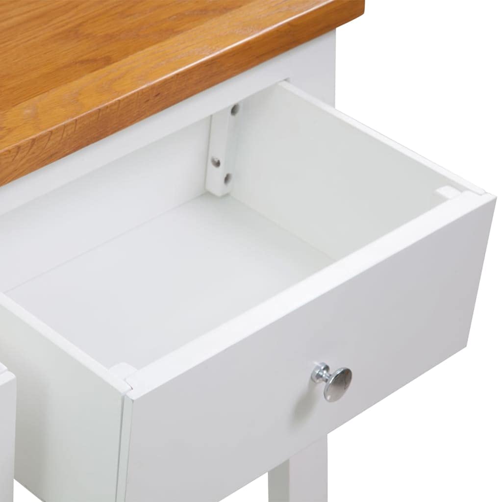 Solid Oak and Acacia Wood Console Table with 2 Drawers and Shelf M9470