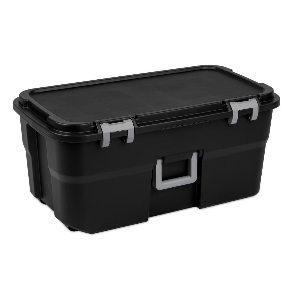 Black 22 Gallon Wheeled Plastic Storage Trunk W22808