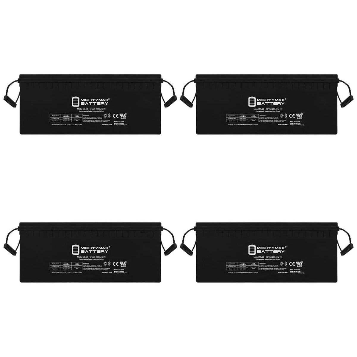 12V 200 Amps Sealed Lead-Acid Battery 4 Pack A1645