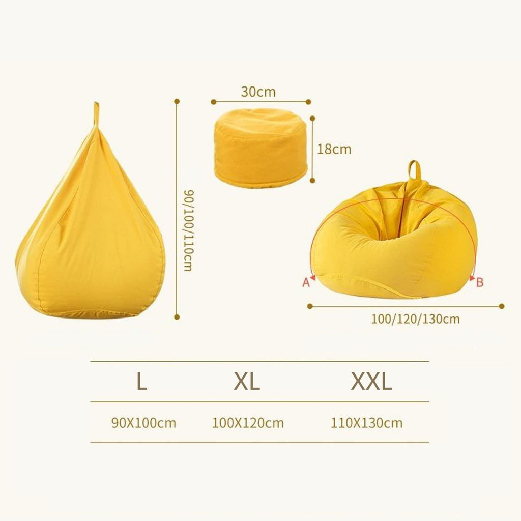 Bean Bag Chair Cover Only Without Filling XL Yellow E167