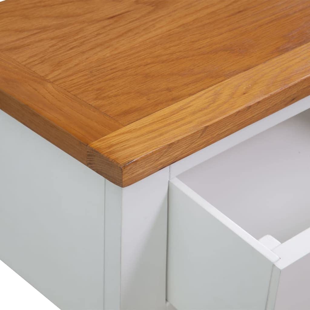 Solid Oak and Acacia Wood Console Table with 2 Drawers and Shelf M9470