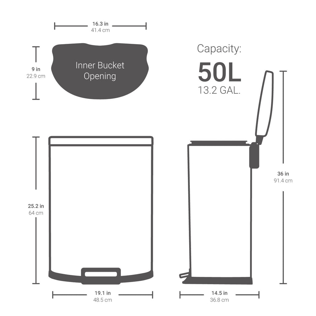 13.2 Gallon Stainless Steel Step-Up Trash Can F522