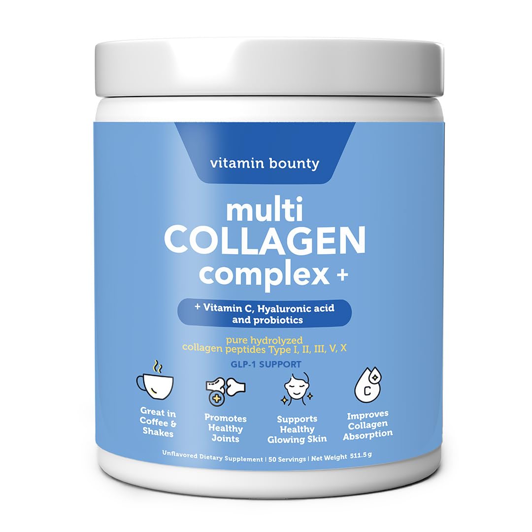 Multi Collagen Peptides Powder with Probiotics, Vitamin C & Hyaluronic Acid, 50 Servings R526