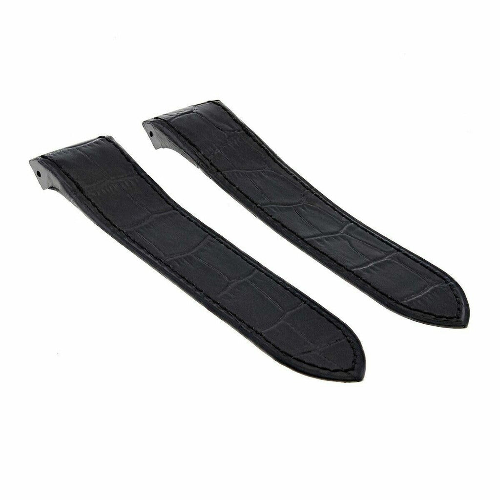 24.5mm Black Leather Watch Band Strap G590