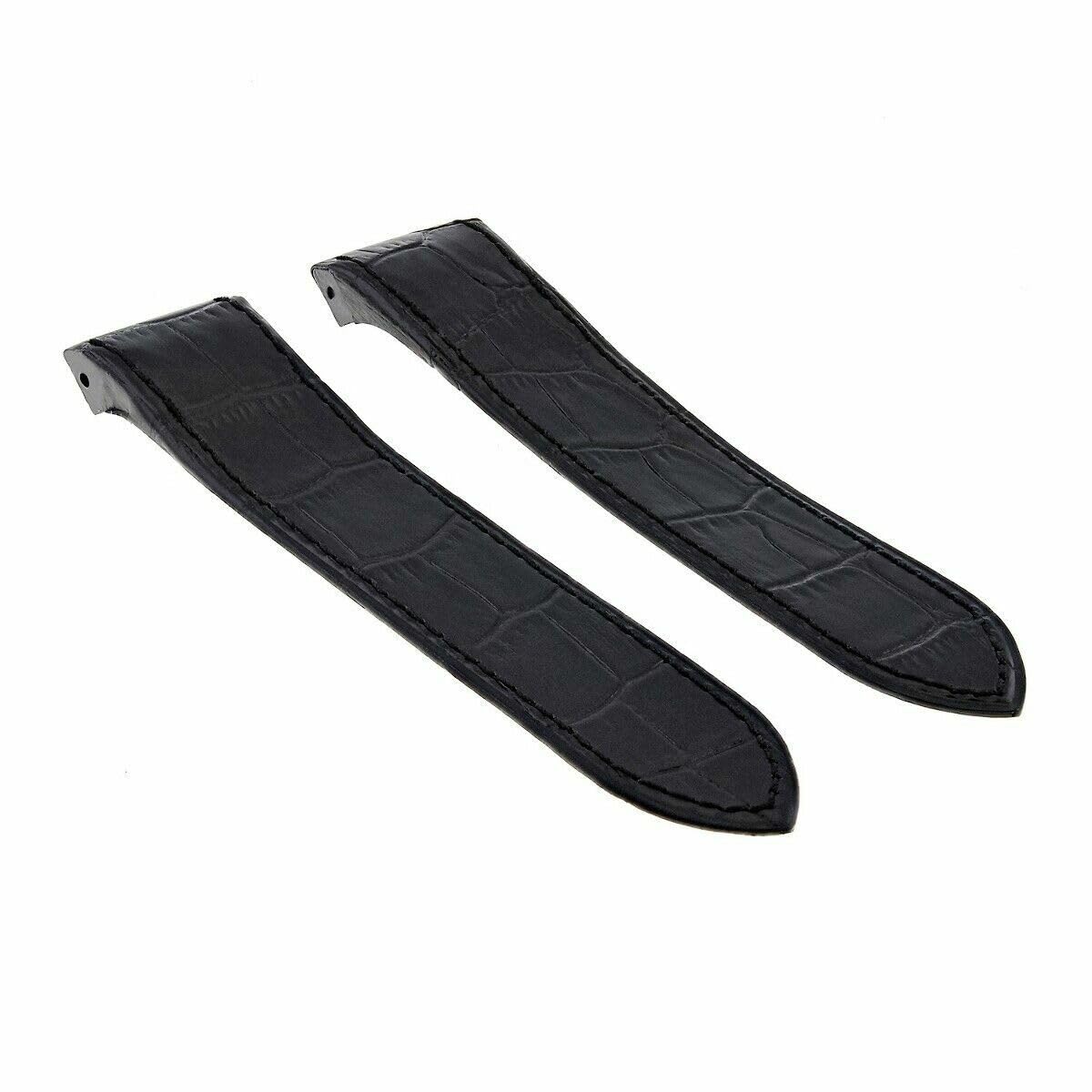 24.5mm Black Leather Watch Band Strap G590