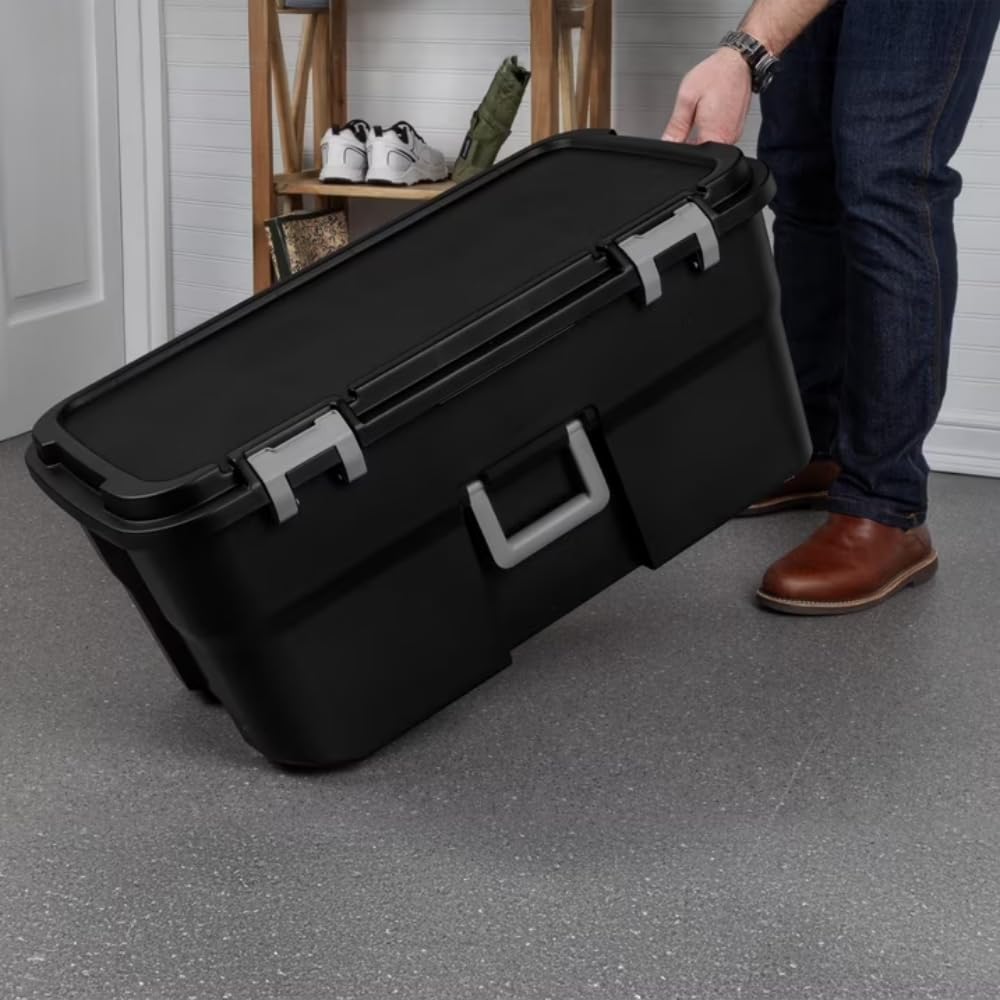 Black 22 Gallon Wheeled Plastic Storage Trunk W22808