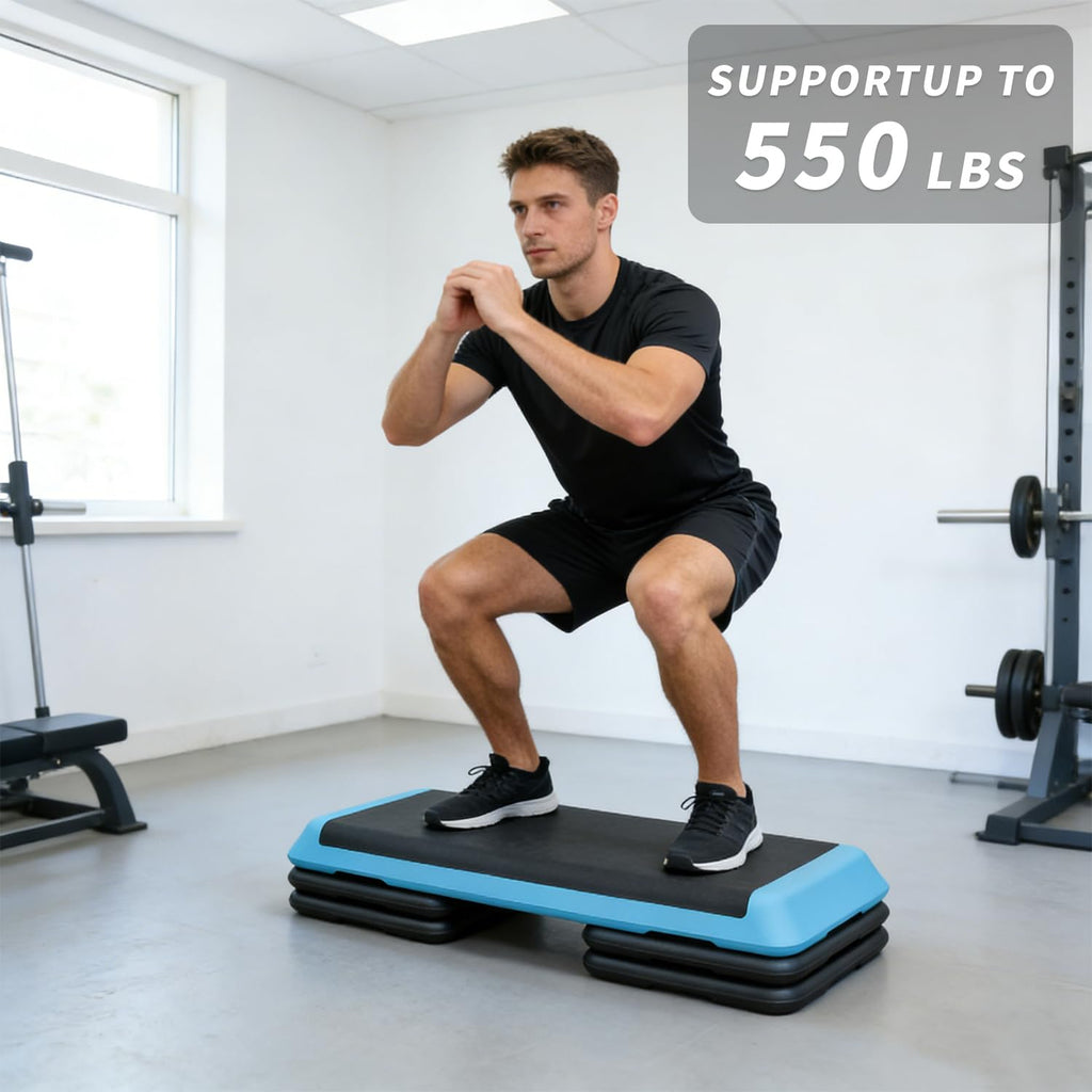 43'' Height-Adjustable Aerobic Stepper with 4 Detachable Risers L3838