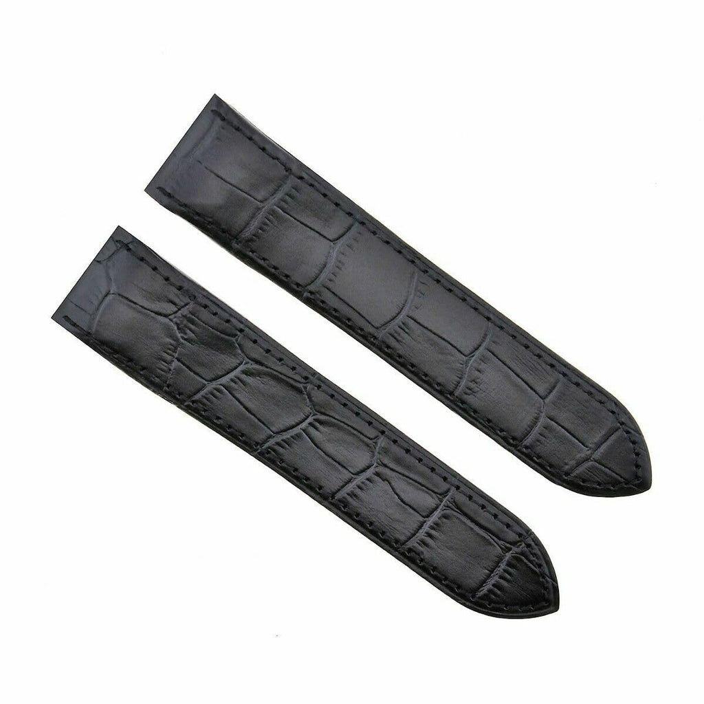 24.5mm Black Leather Watch Band Strap G590