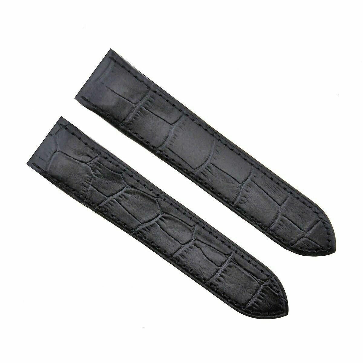 24.5mm Black Leather Watch Band Strap G590