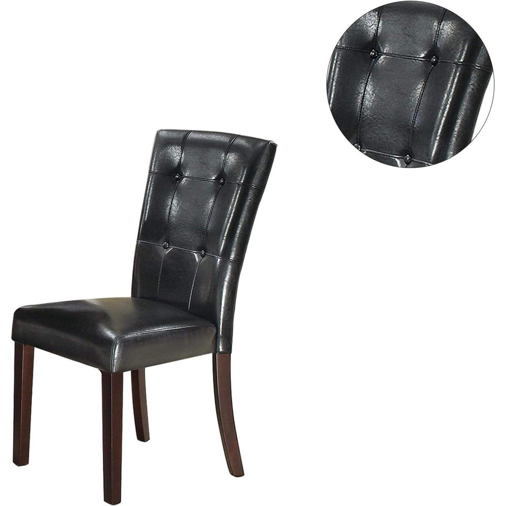 Black Faux Leather Parson Chairs Set of 2 R221