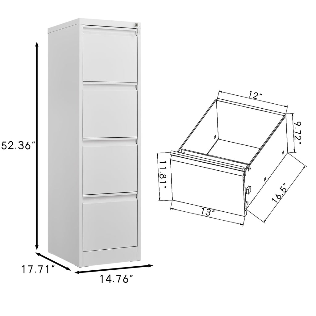 4 Drawer Vertical Metal File Cabinet with Lock R6058