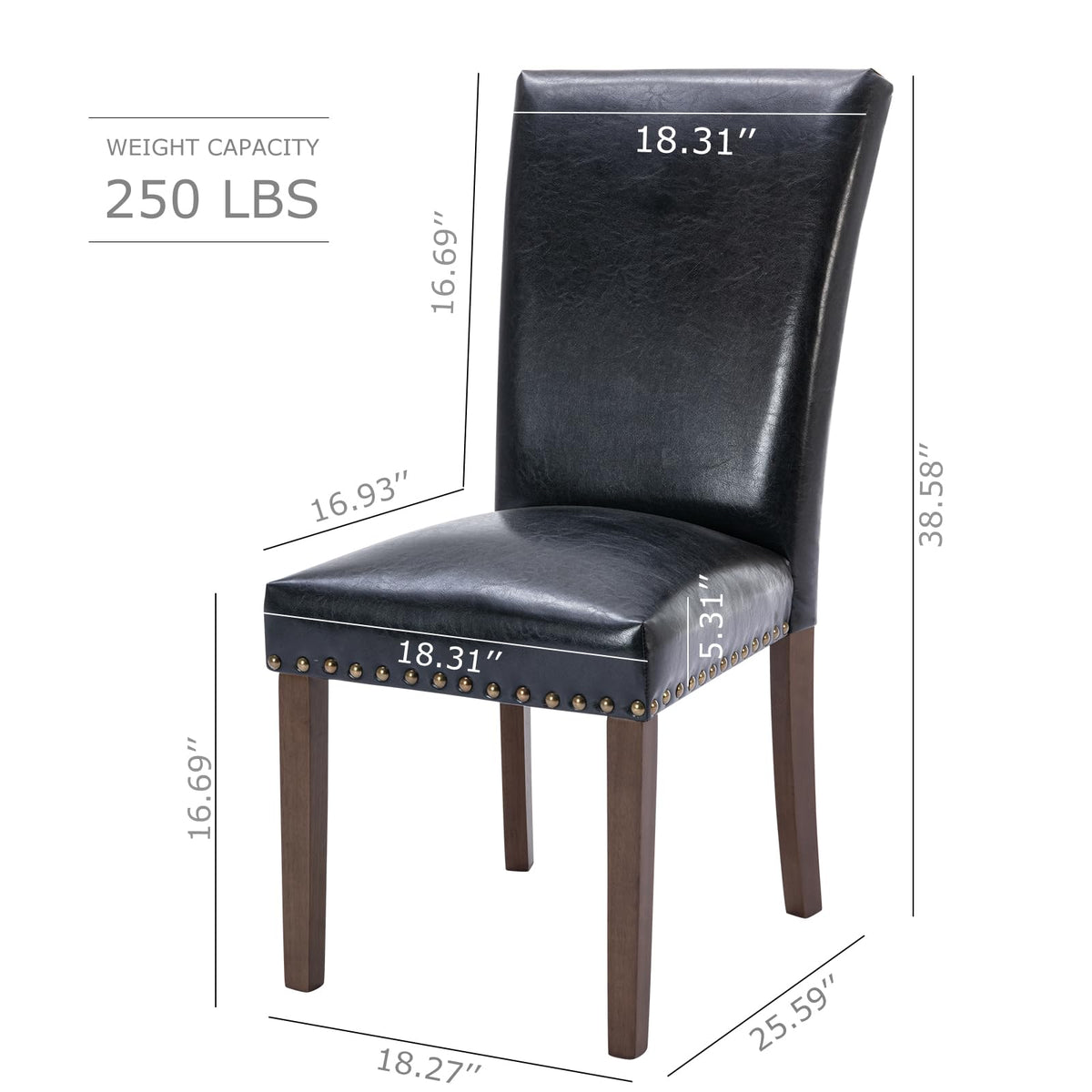 High Back Upholstered Dining Chairs Set of 2 Black J66963