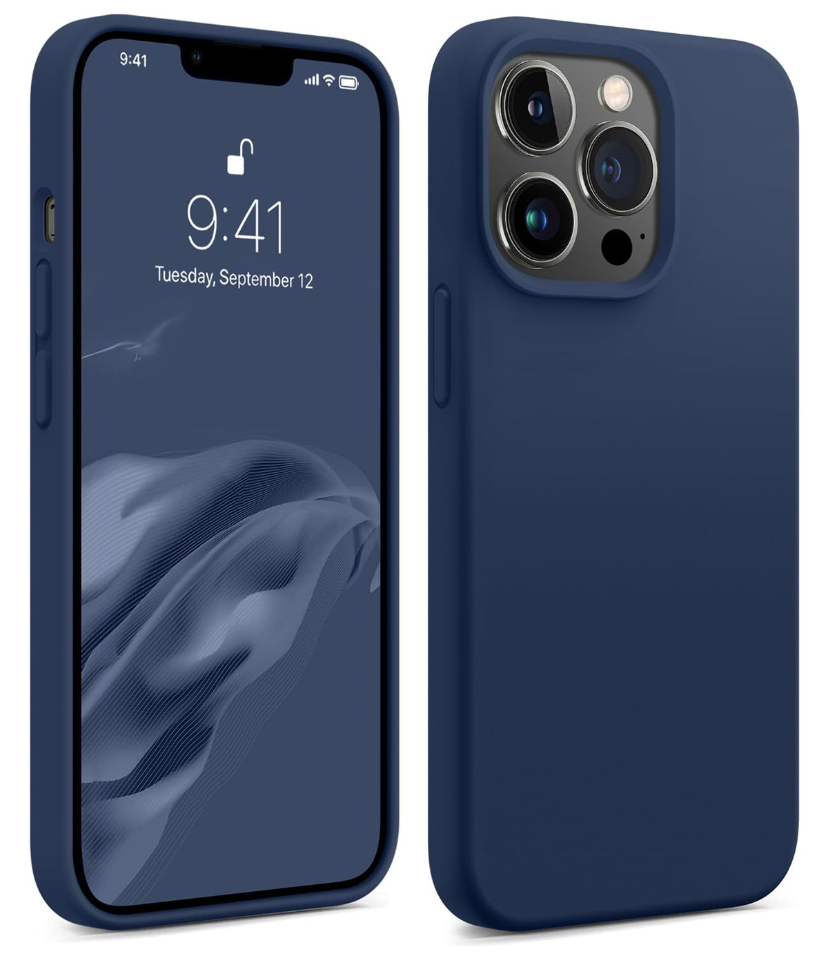 Magnetic Silicone Phone Case with Microfiber Lining, 6.7 inch, Navy Blue I83153
