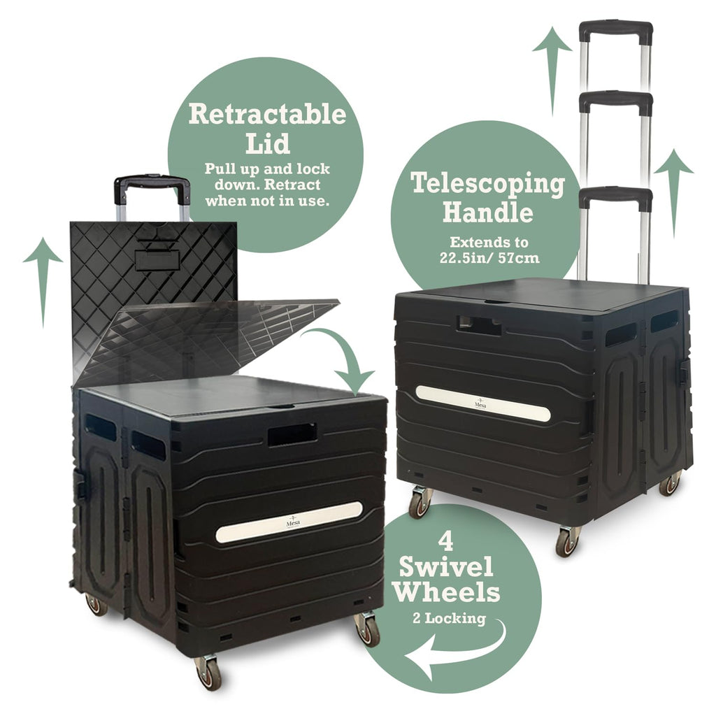 Collapsible Folding Utility Cart with 360° Wheels, Black N71736