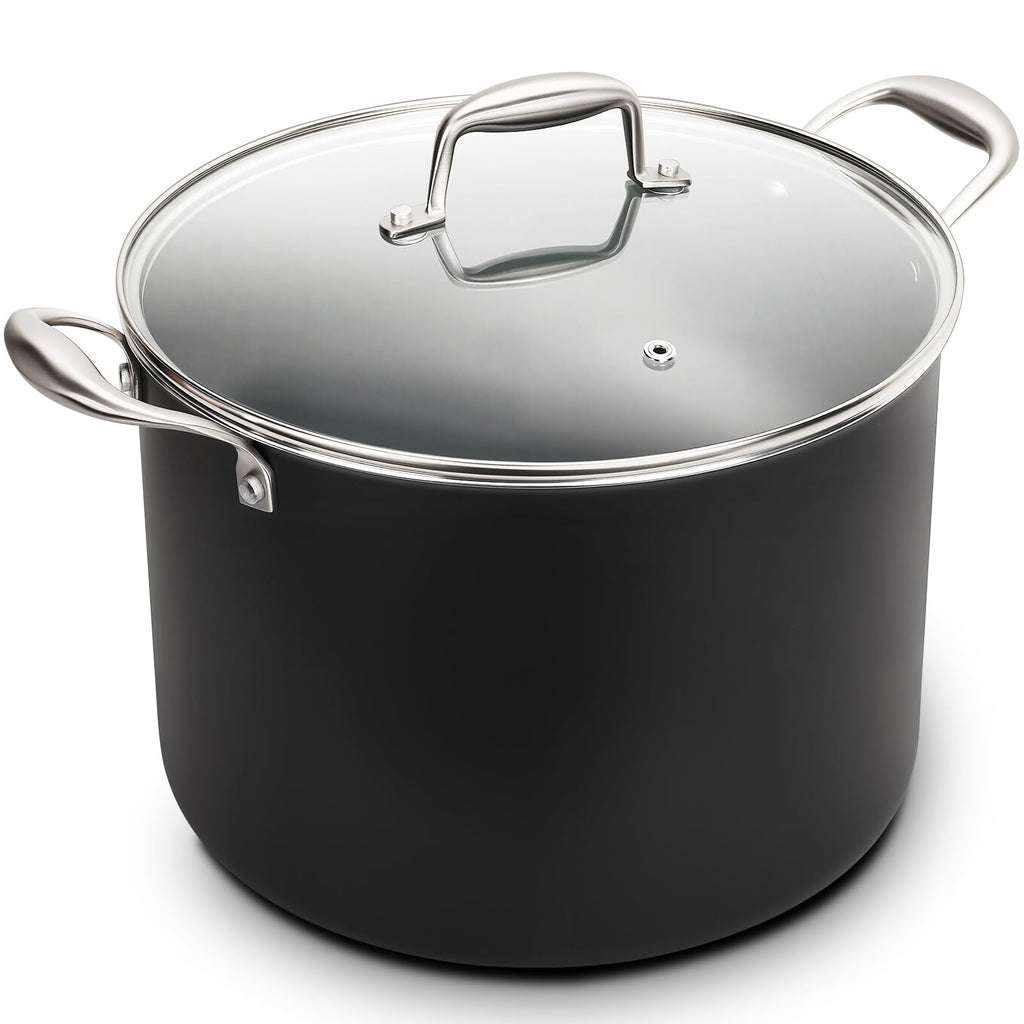 16QT Nonstick Ceramic Stock Pot with Tempered Glass Lid N66314