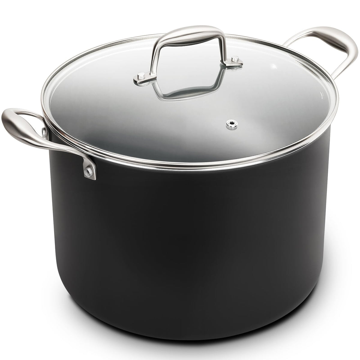 16QT Nonstick Ceramic Stock Pot with Tempered Glass Lid N66314
