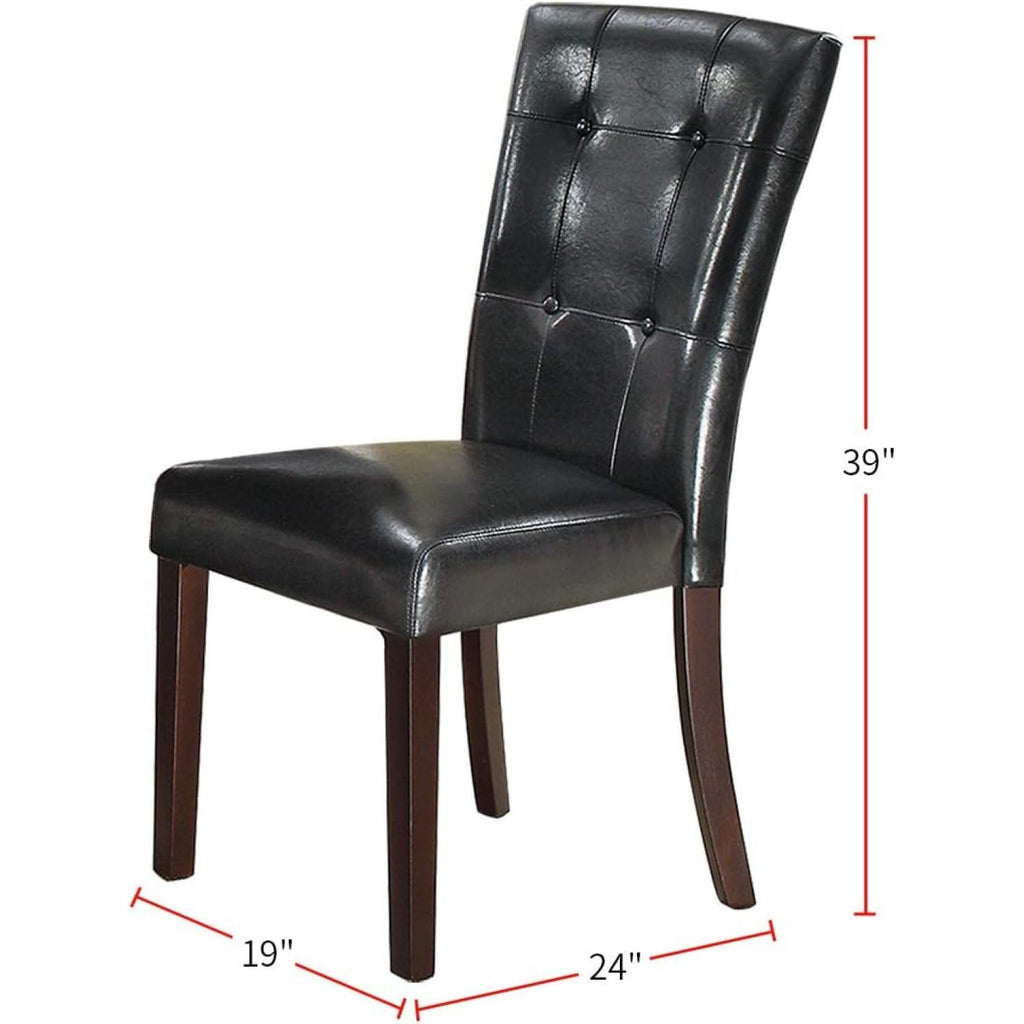 Black Faux Leather Parson Chairs Set of 2 R221