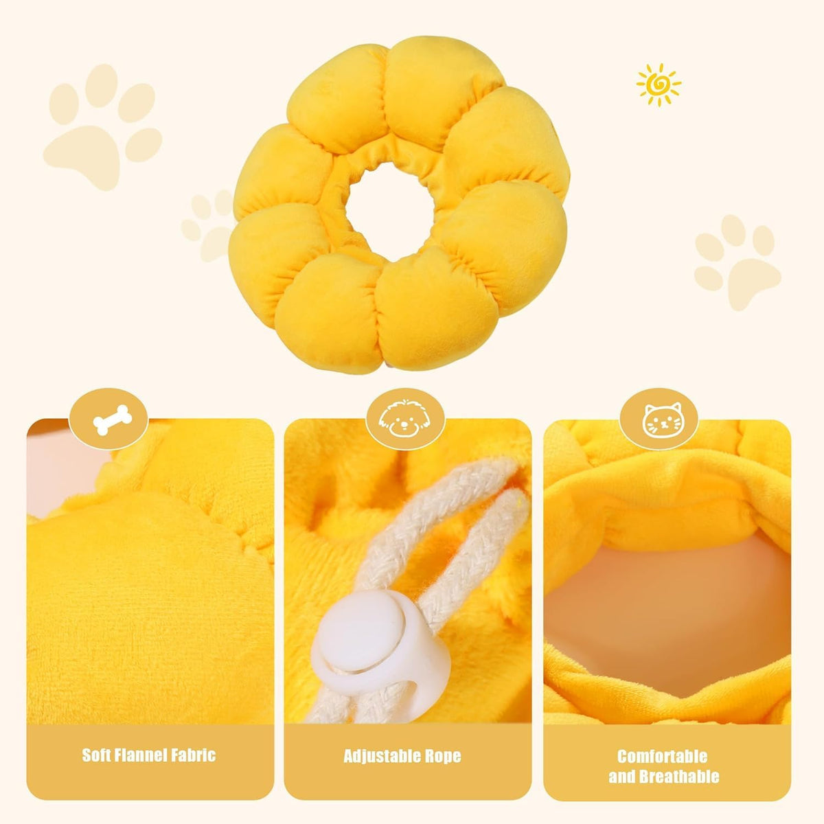 Soft Dog Cone for Dogs and Cats, Adjustable Dog Collar Alternative E742282