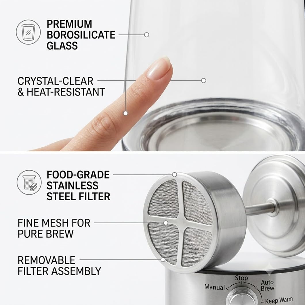 10-Cup Borosilicate Glass Electric Percolator Coffee Pot O892
