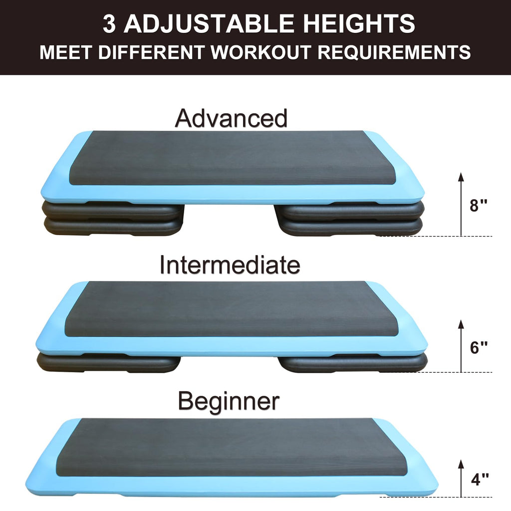43'' Height-Adjustable Aerobic Stepper with 4 Detachable Risers L3838