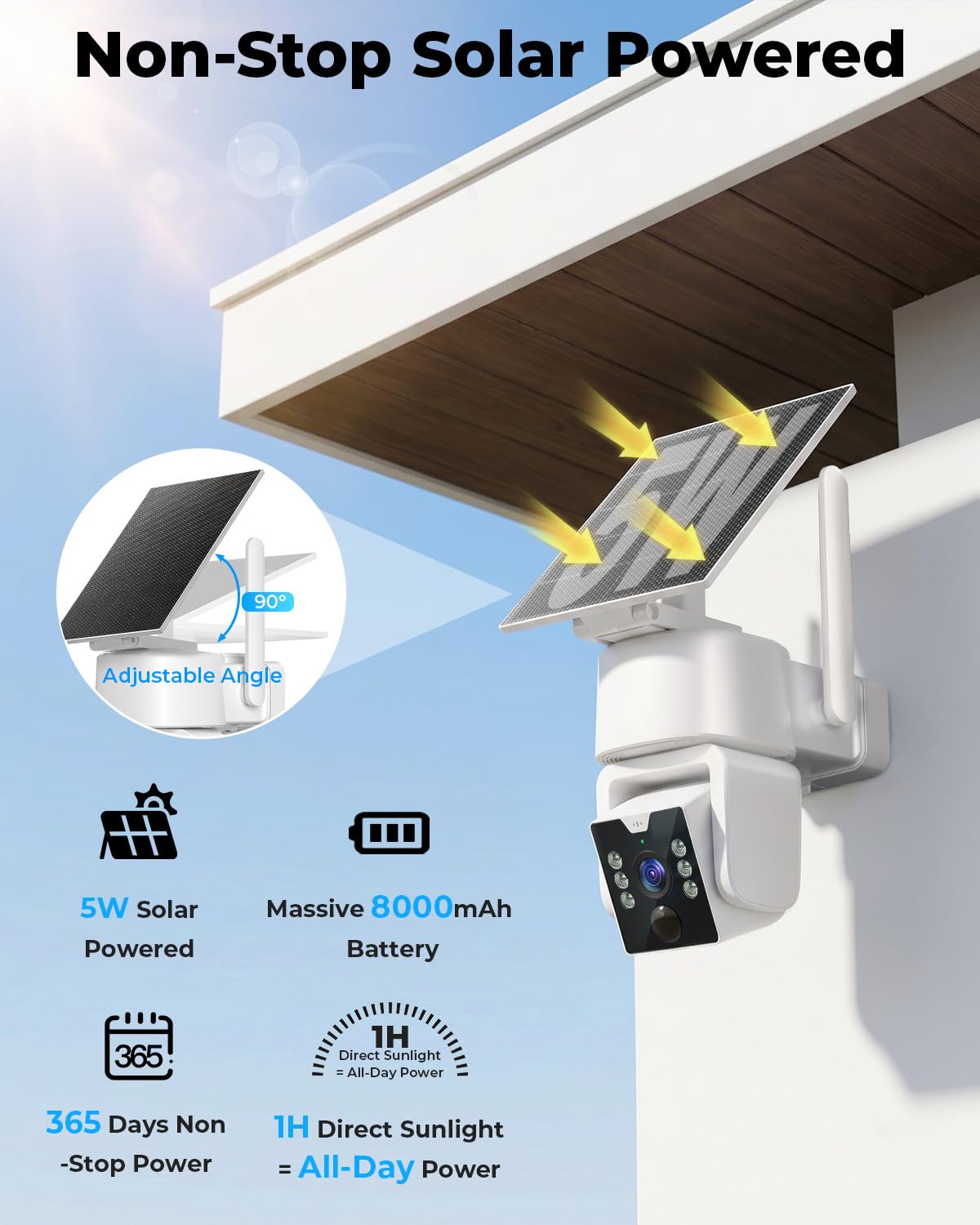 4MP Solar Powered 360° PTZ Outdoor Security Camera X1620