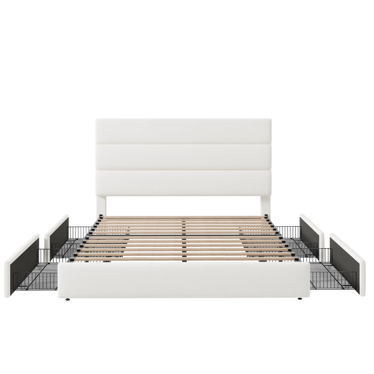 Queen Size Platform Bed Frame with 4 Storage Drawers X1483
