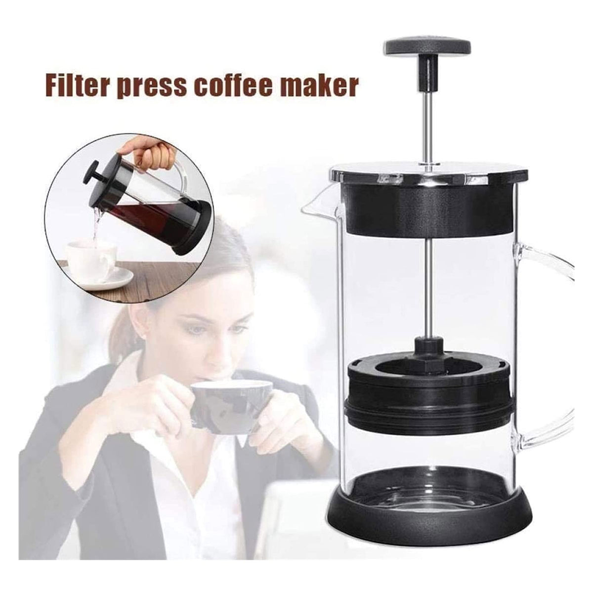 34 Oz Stainless Steel French Coffee Press with Triple Filters B209713