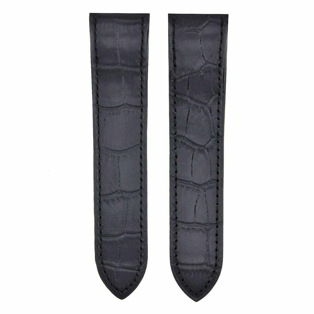 24.5mm Black Leather Watch Band Strap G590
