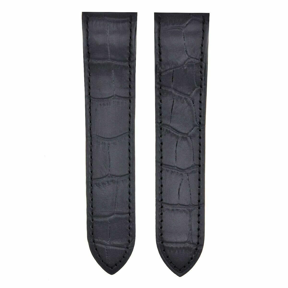 24.5mm Black Leather Watch Band Strap G590