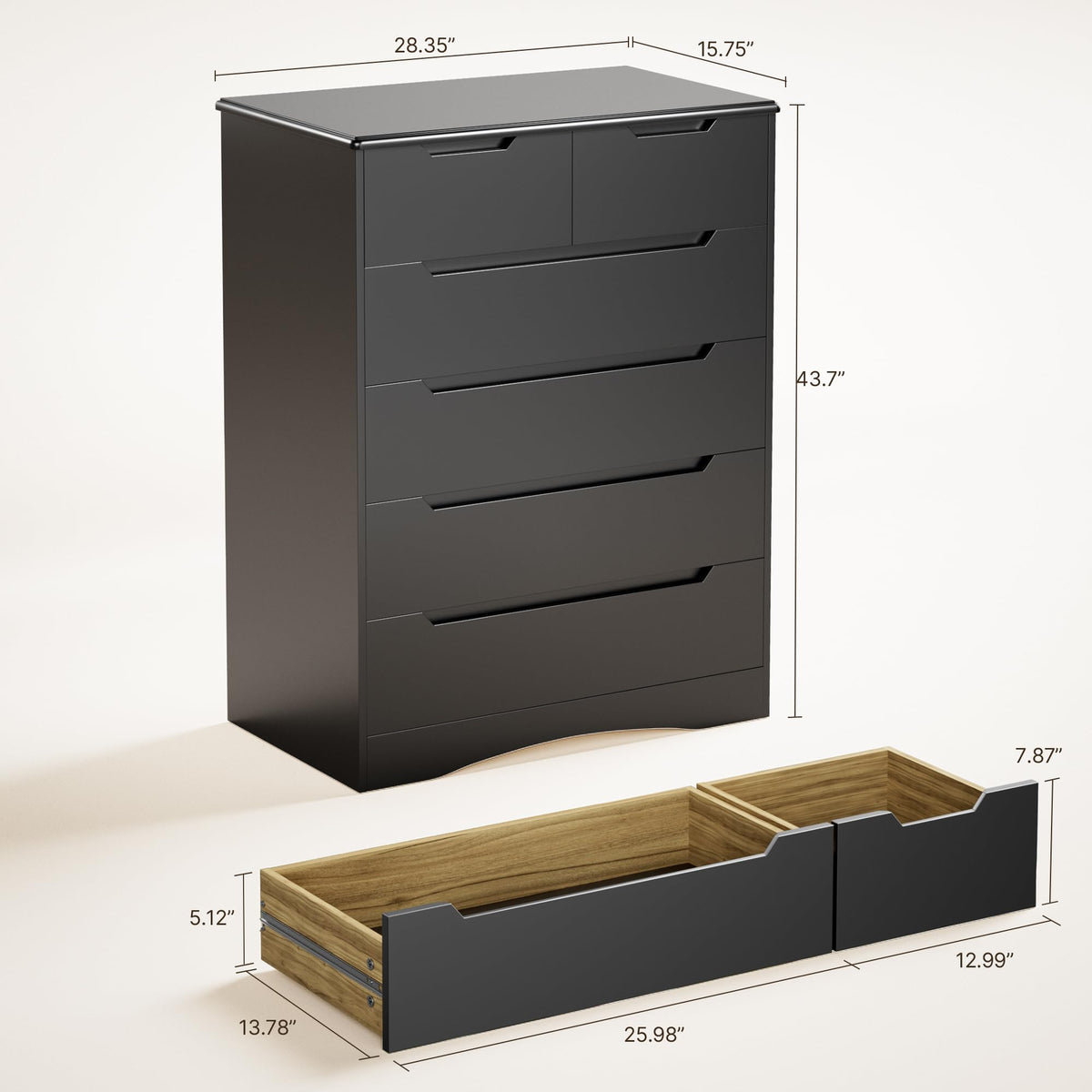 Black 6 Drawer Dresser K170537