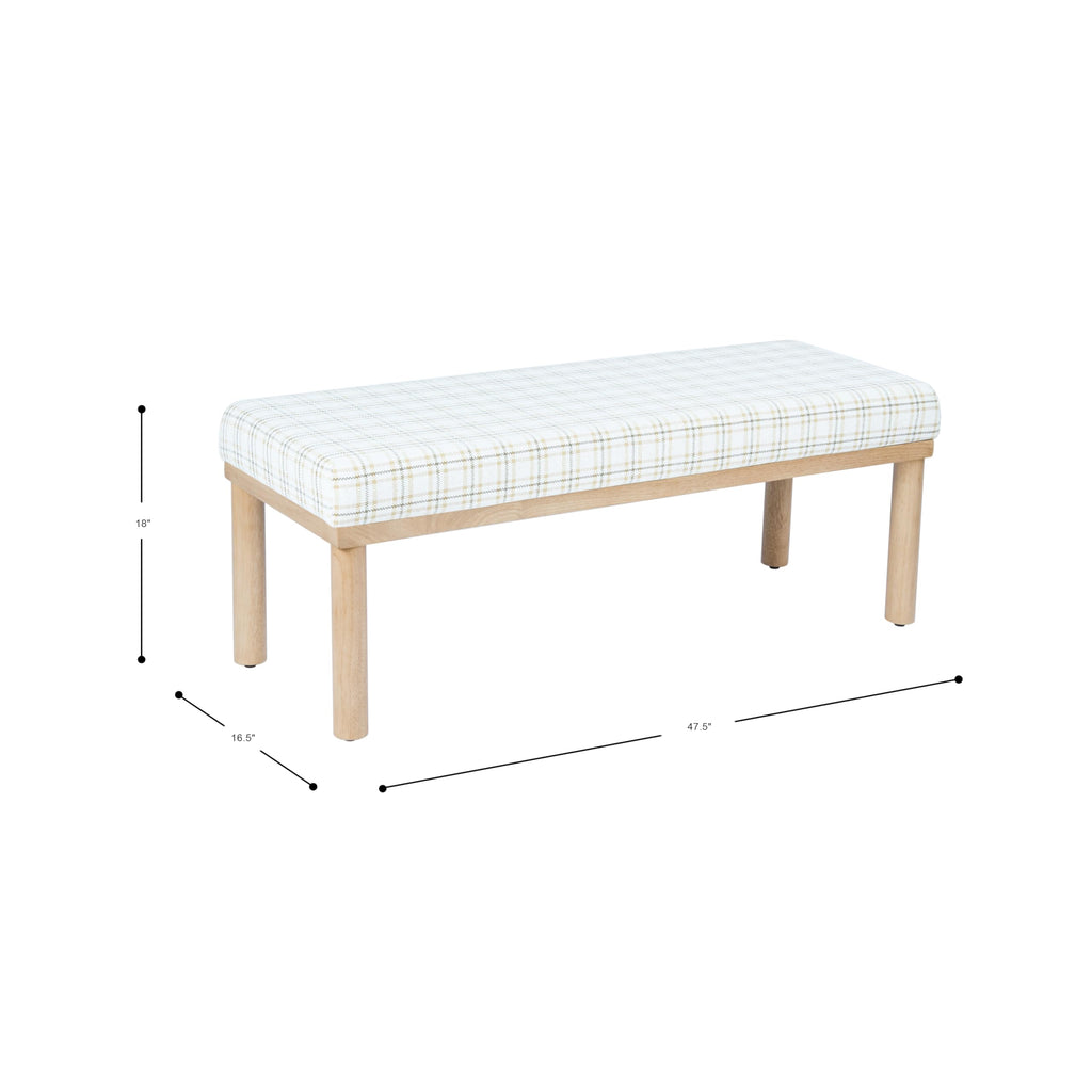 Natural Plaid Woven Fabric Bench Y2684
