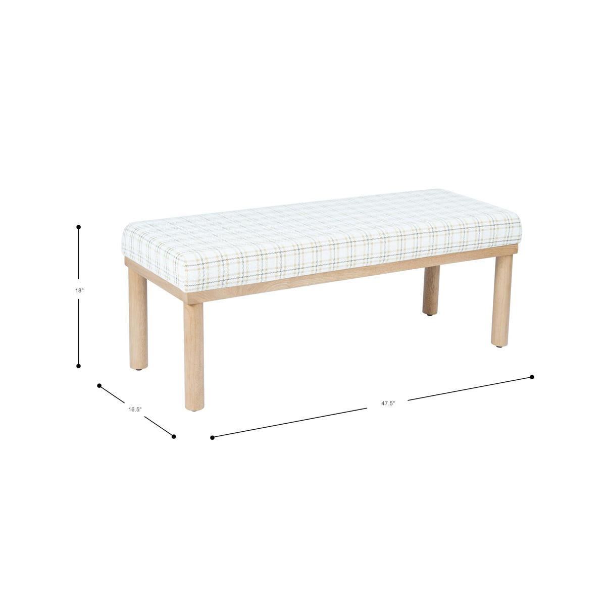 Natural Plaid Woven Fabric Bench Y2684