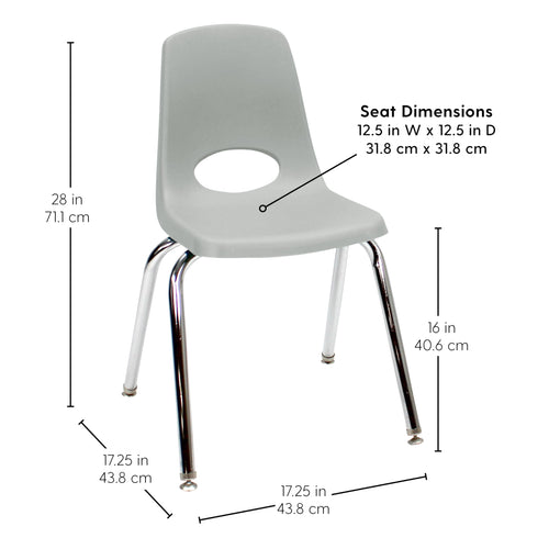 16" Light Gray School Stack Chair 2-Pack R964