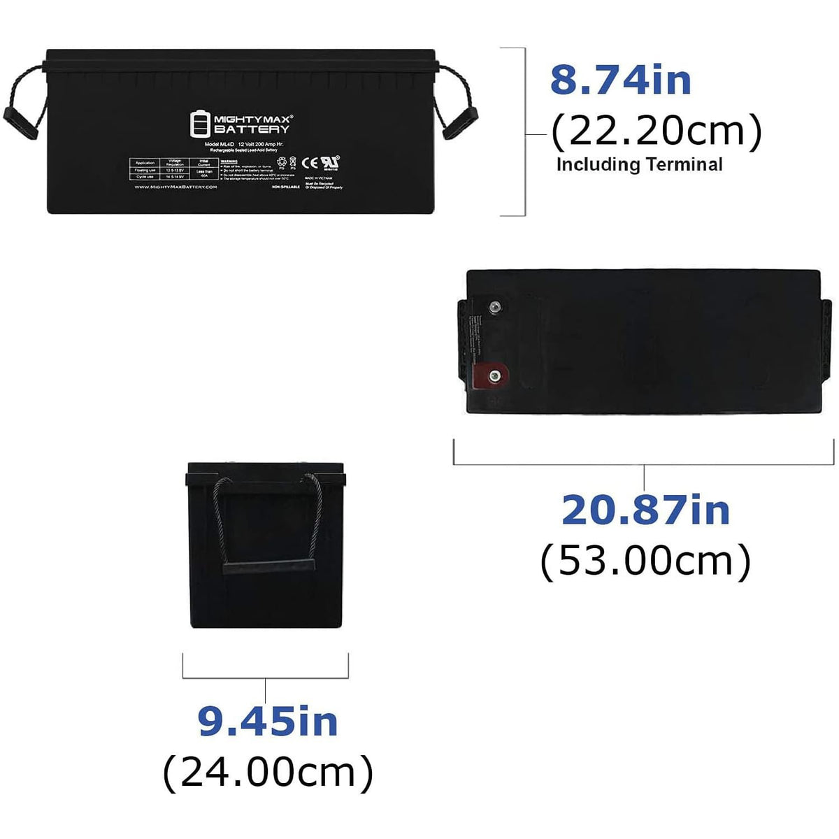 12V 200 Amps Sealed Lead-Acid Battery 4 Pack A1645