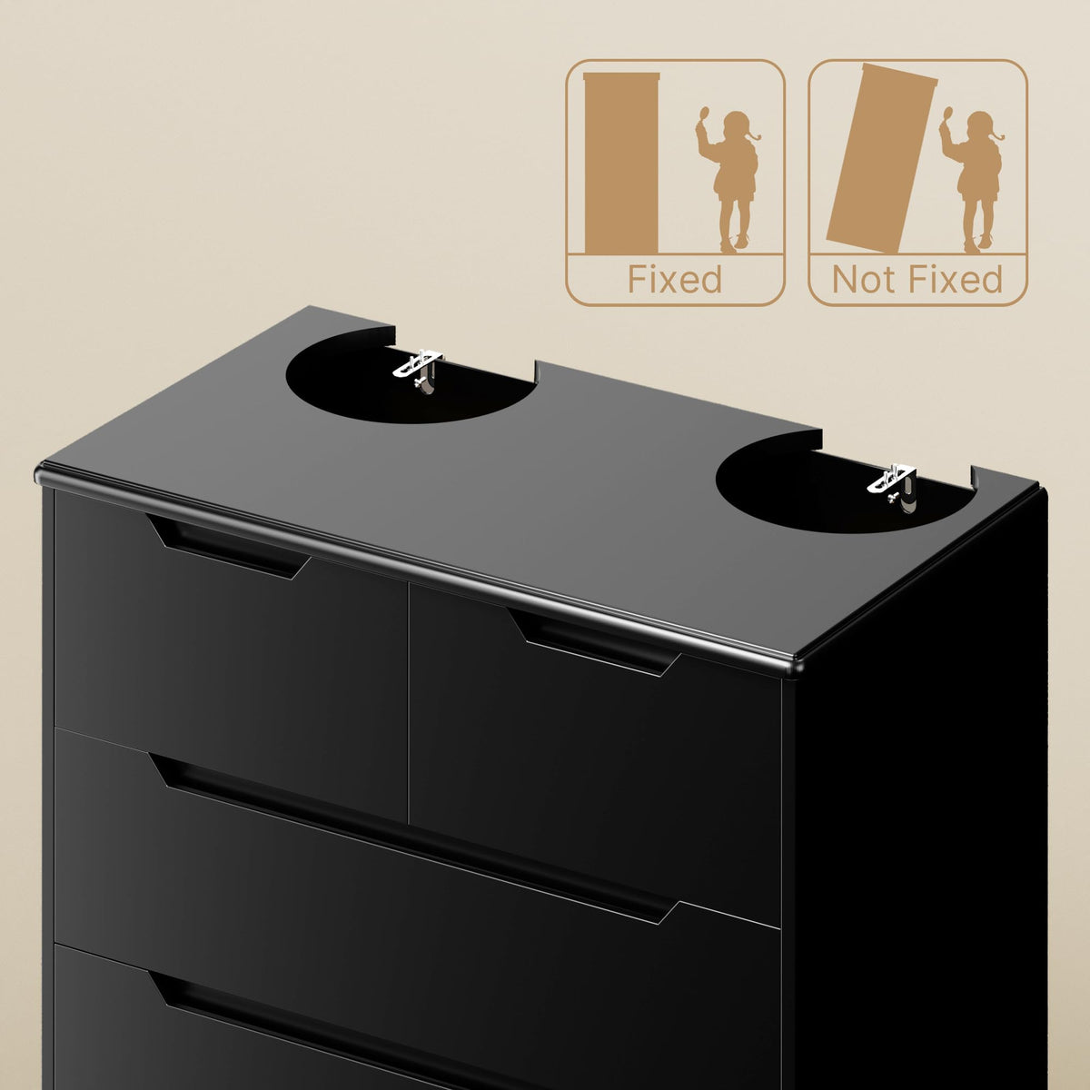 Black 6 Drawer Dresser K170537