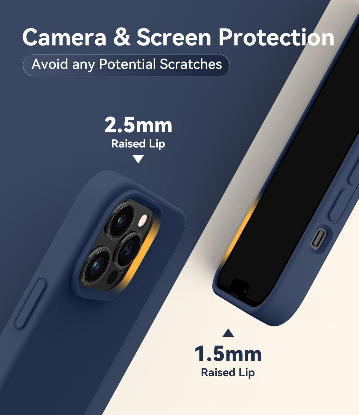Magnetic Silicone Phone Case with Microfiber Lining, 6.7 inch, Navy Blue I83153