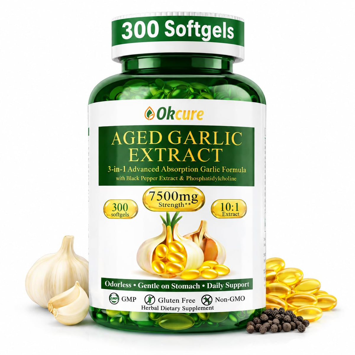 Odorless Garlic Supplement, 300 Softgels H14449