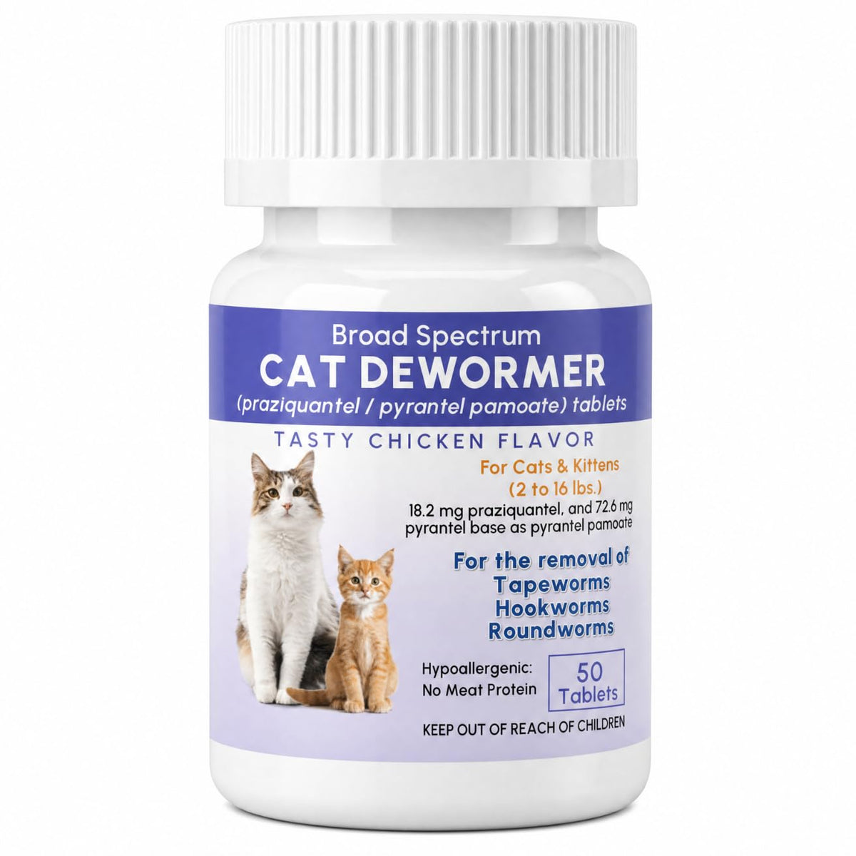 Broad Spectrum Cat & Kitten Dewormer 50 Tablets N692010