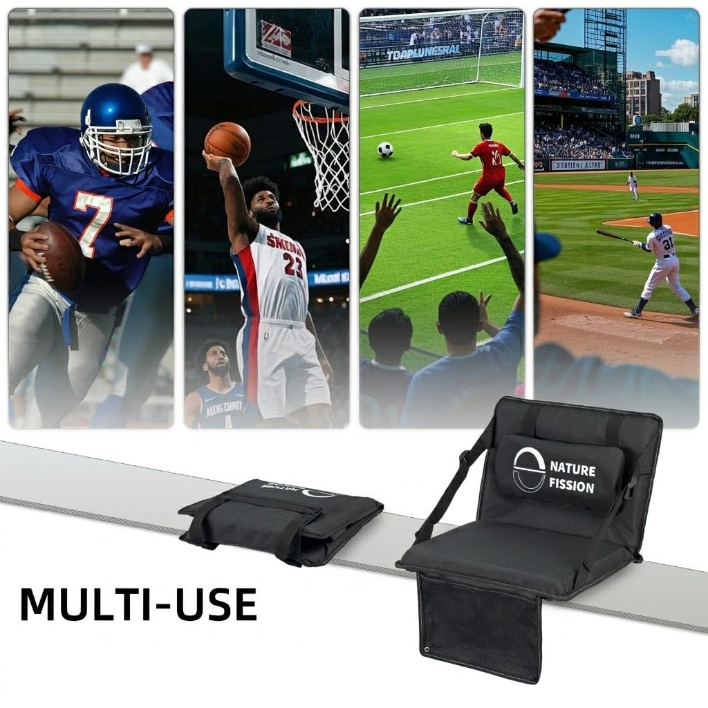 Foldable Portable Stadium Seat with Back and Lumbar Support X96554