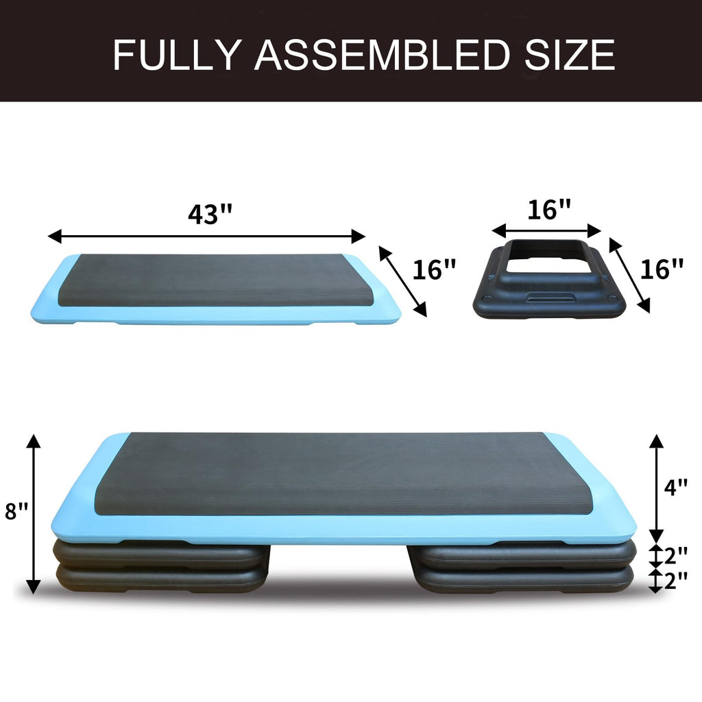 43'' Height-Adjustable Aerobic Stepper with 4 Detachable Risers L3838