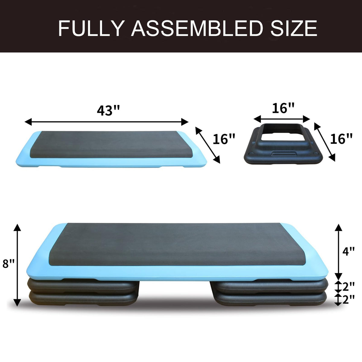 43'' Height-Adjustable Aerobic Stepper with 4 Detachable Risers L3838