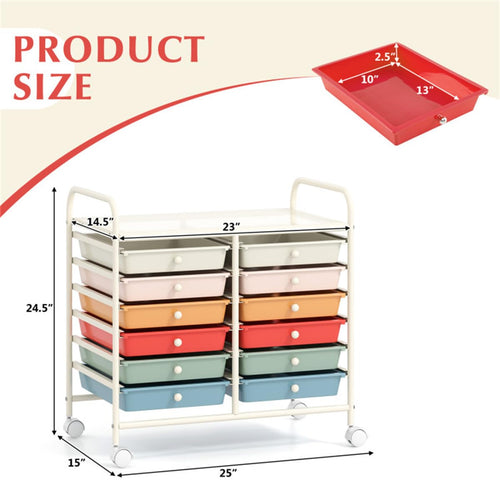 12 Drawer Rolling Storage Cart with Wheels B26194