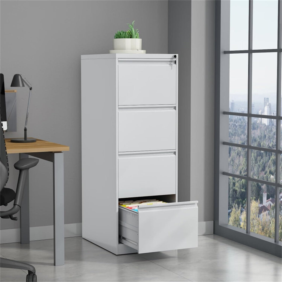 4 Drawer Vertical Metal File Cabinet with Lock R6058