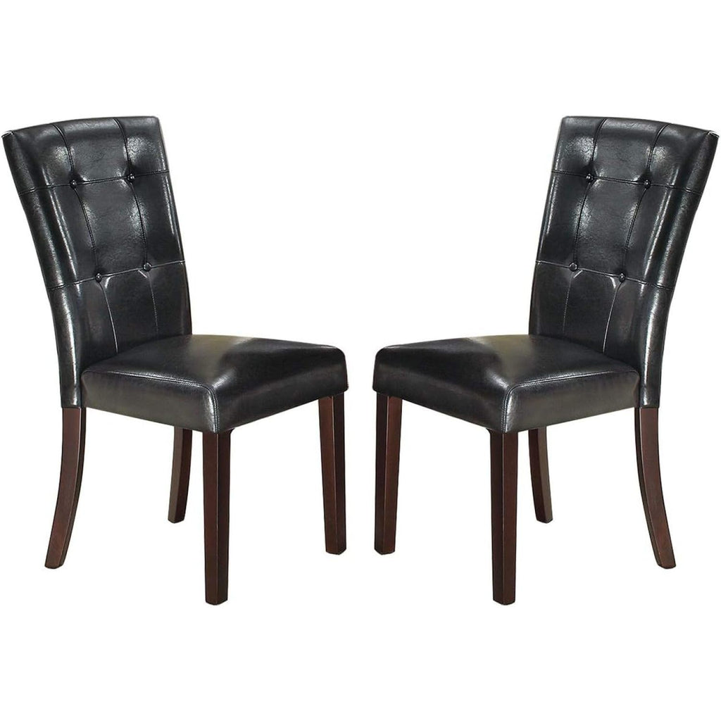 Black Faux Leather Parson Chairs Set of 2 R221