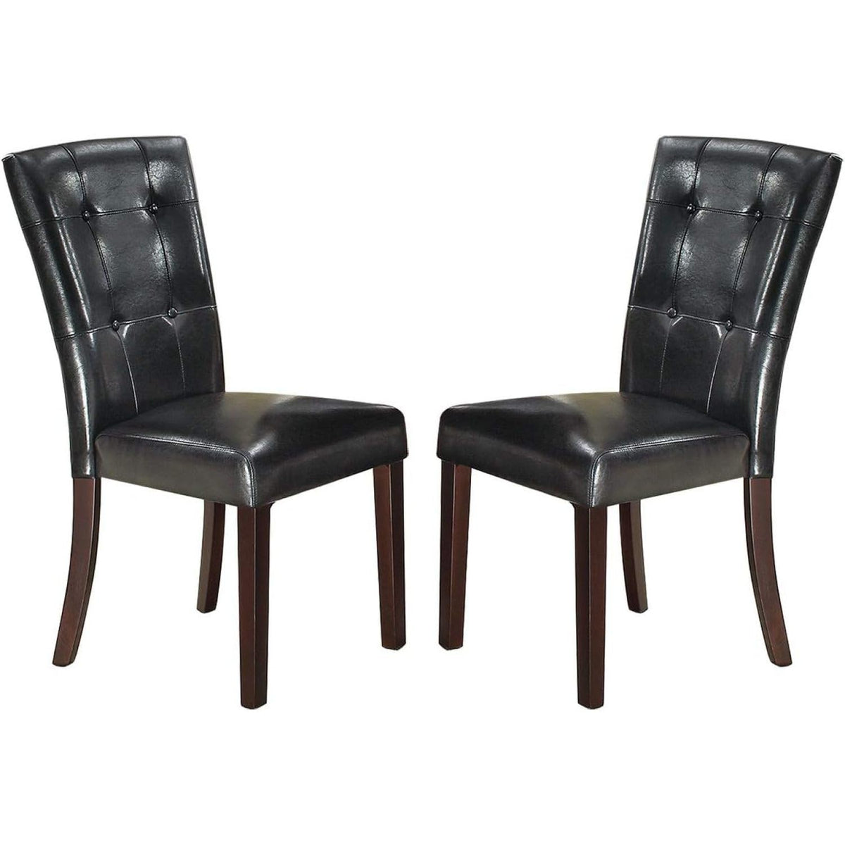 Black Faux Leather Parson Chairs Set of 2 R221