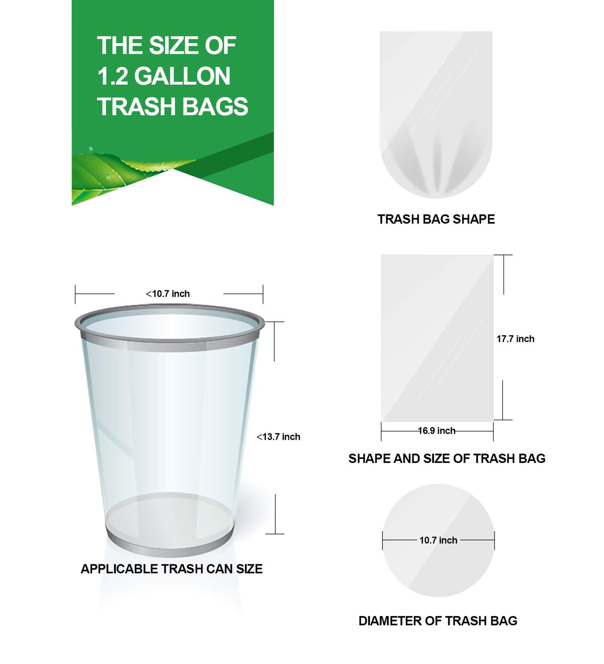 1.2 Gallon 220 Count Plastic Trash Bags P652318