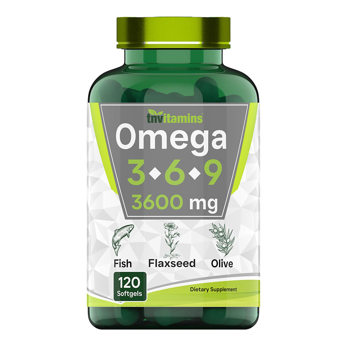 3600mg Omega 3 6 9 Softgels Fish Oil Flaxseed Olive Oil Z894131